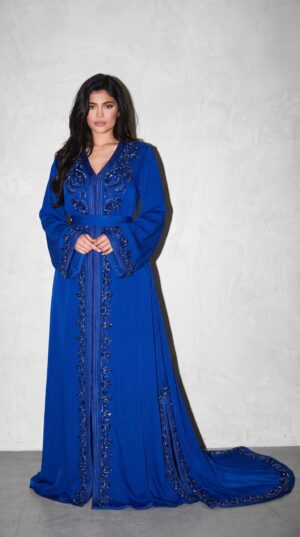 Modern Royal Blue Moroccan Caftan
